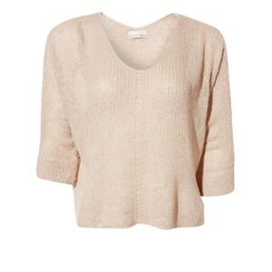 Becool Mesh Sweater Beige Neutral Crop Top S/M